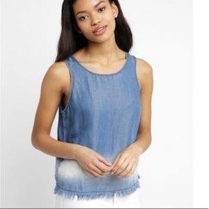 Anthropologie BB Dakota denim tie-dye Ombré fringe tank top